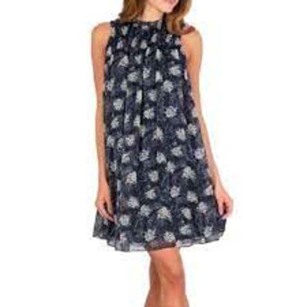 Joie Baltic Print Swing Mini Casual Ruffled Neckline Dress Size Extra Small New